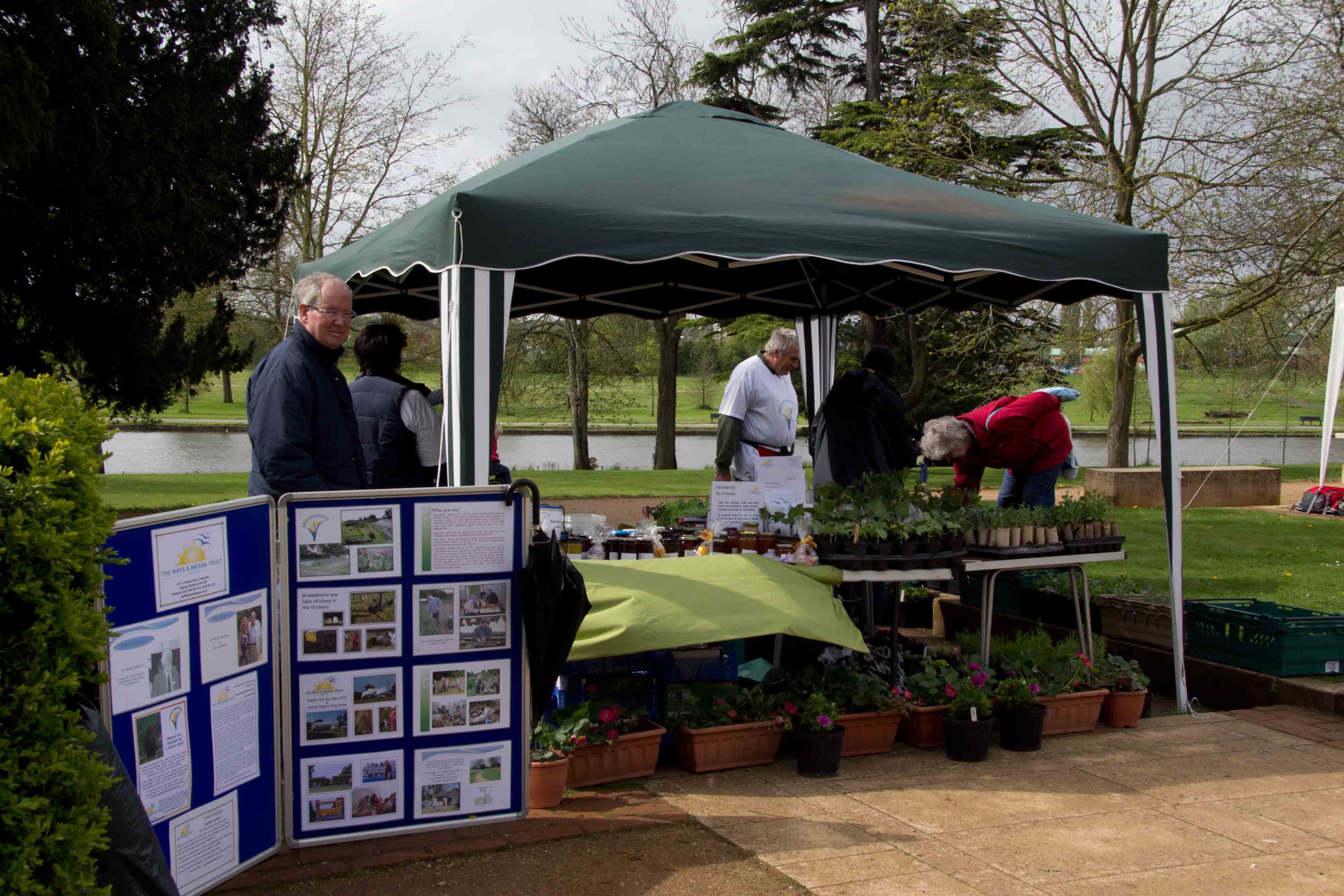 Stalls with river in background