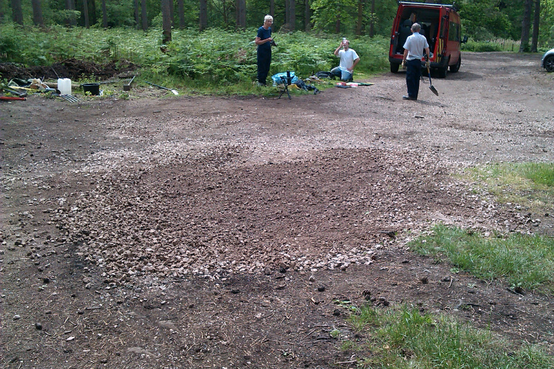 Volunteers relax at end of task